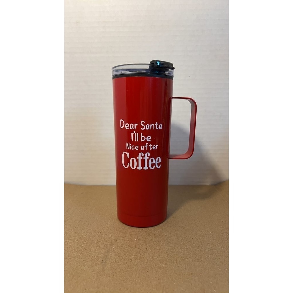 Red Travel Coffee Mug with Santa Quote